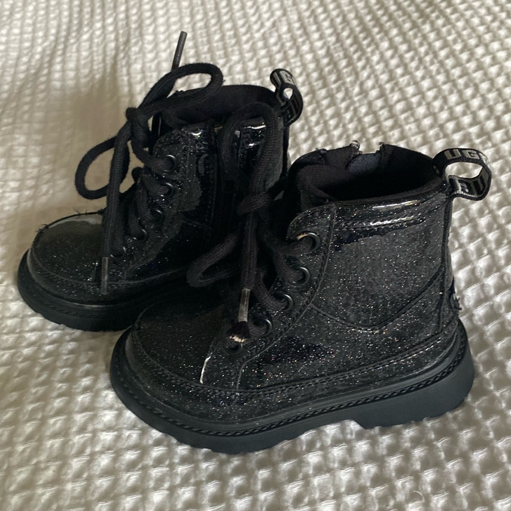 Black Glitter Lace-Up UGG Boots